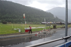 trübe Aussicht von der Flug-Taxi-Terrasse aus